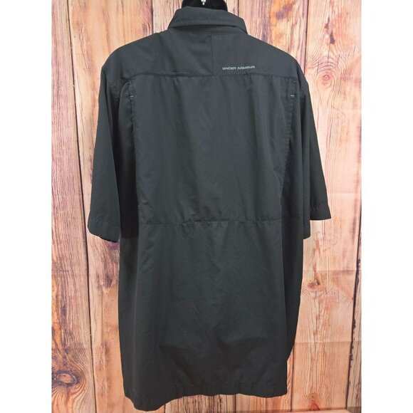 Under Armour 3XL HeatGear Short Sleeve Button-Up Shirt Black Polyester - Picture 2 of 8